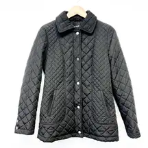 Calvin Klein Womens XS‎ Quilted Jacket Black Full Zip Wind Stop Winter Fall
