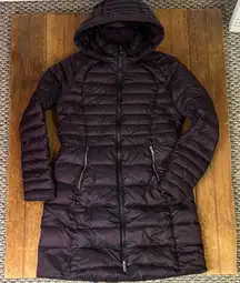 lululemon athletica women’s Dark Purple long hooded Puffer Jacket