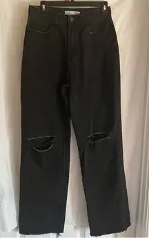 YMI Black Denim Jeans Junior Size 9 High Rise Wide Leg Hipster Punk Edgy‎ Grunge