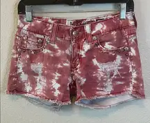 Miss Me Tie Dye Studded Short Red/White Size 27