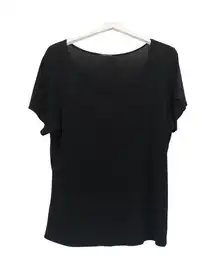 NWOT Eileen Fisher Woman 100% Silk Scoopneck Black Tee Size 1X