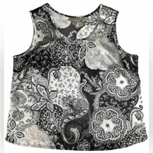 Croft And Barrow Black‎ White Sleeveless Tank Top Pre Owned Size Large