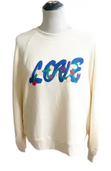 Just Madison Love Sweatshirt Embroidered Size XL NWT Pearled Ivory Boutique