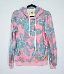 Vitamin Sea Pink Tropical Leaf Print 'The Perfect Hoodie' Sweatshirt Medium