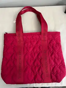 💖 Victoria’s Secret Quilted Heart Tote Bag – Bright Pink – NWT 💖