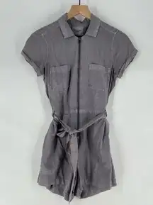 Abercrombie & Fitch Size‎ XS Zip Front Tie Waist Romper Gray Soft Flowy Lyocell