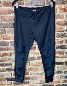 MTA Sport Black Pleated Strappy Athletic Leggings Women's Size XL