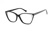 NWT Betsy Johnson Allure Black & White Stiped Cat Eye Women’s Frames EyeGlasses