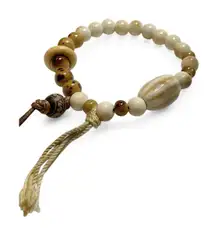 ivory Bracelet Tan cheetah ceramic bracelet boho tan beaded