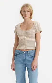 Levis Short Sleeve Britt  Snap Front Top Size Medium