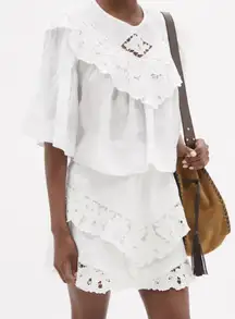 Isabel Marant Étoile Ezalio Floral Embroidered Yoke Linen Blouse