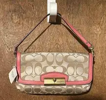 Kristin Wristlet Wallet NWT Large signature logo pink leather (2014)