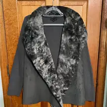 Napa Valley Faux Fur Faux Suede Cardigan 1X