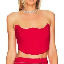 Lovers + Friends  Strapless Corset Top Red XS  Rhinestone Bustier Catalina $158