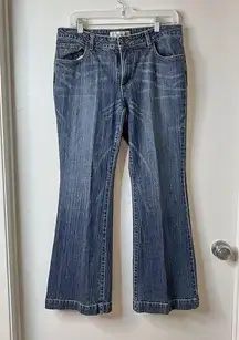 VTG Y2K Faded Glory Jeans Women Sz 14 Petite Flare Mid Rise Denim Stretch 34x29