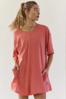 Free People Movement Hot Shot Tee Shirt Romper in Hibiscus size M NWT