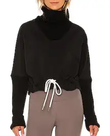 Varley Britannia Black Sweatshirt Size Medium Pullover Ribbed Sweater Turtleneck