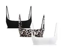 SEXY Comfy Loungewear Bralettes Set of 3 White Black Leopard Size XS Crop Top