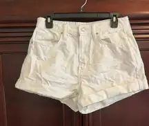 White High Rise Jean Shorts