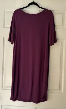 EILEEN FISHER Purple Short Sleeve Jersey Dress –‎ Size L