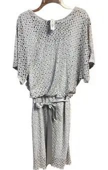 Ashley Stewart embroidered Cold Shoulder Gray/Silver  Dress Sz 14 NWT