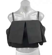 Topshop Black Sleeveless Layered Cami Camisole Tank Blouse Crop Top Size M