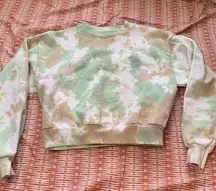 Tie-dye crop top sweater thick heavy cotton crewneck cozy warm loungewear