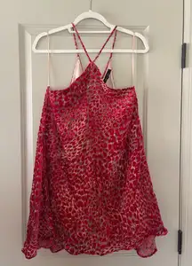 Red high neck dress