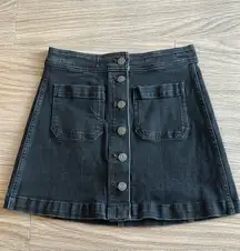 Button Front Denim Skirt With Pockets