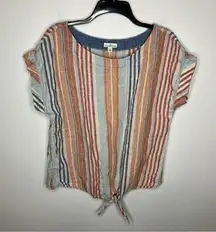 L.L. Bean Signature 100% linen top multicolored stripes size medium