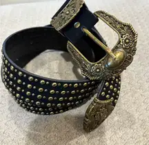 Western Black and Gold Studded Belt