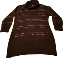 Women's Apt 9 sweater tunic - ribbed, stretchy, cowl neck - 3/4 sleeves, black & white. Pre-loved excellent condition.