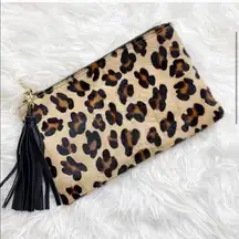 Lauren Merkin Leopard Cheetah Hair Clutch Tassel