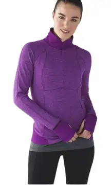 Lululemon Runderful Half Zip Mini Check Pique Tender Violet Womens Size 2