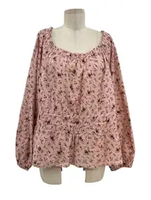 Madewell‎ Plus Sophia Top in Bouquet Floral Wisteria Dove Pink Plus Size 3X