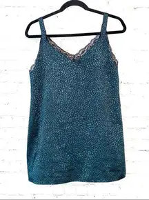 Lane Bryant Lace Trim Green & Black Animal Print Chemise