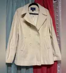 Cream pea coat- large