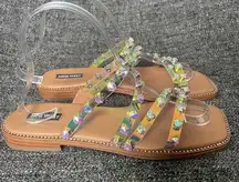 Nine West  Evan 3 Sandals Iridescent Diamond Embellishment Strappy Women’s Size 8