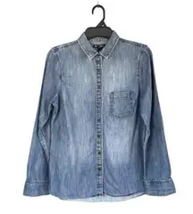 GAP Women's Denim Cotton‎ Boyfriend Fit Button Up Jean Shirt Blue Small