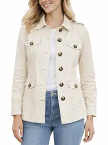 Cabi Safari Kenya Utility Jacket Blazer Style #5659 Women’s Size Medium Cream