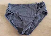 athleta aqualuxe knot high waist bikini bottom gray size medium