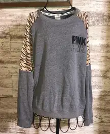 Pink Victoria’s Secret tiger print sweatshirt crew neck over sized size medium​​