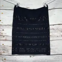 Carmen Marc Valvo NWT Size XL Black Embellished Midi Straight Pencil Skirt