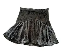 Coco + Jaimeson Silver Gray Crushed Velvet Flounce Mini Skirt Medium