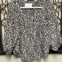 Rory Beca long sleeve grey leopard print top