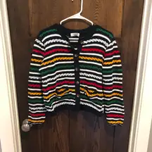 LA LIGNE x Target Women's Textured Striped Cardigan Sweater Navy Red Yellow