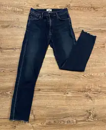 AGOLDE Dark Wash Frayed Ankle Zipper Fly Skinny Jeans Women's size 27