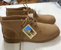 NWT DREXLITE WO SIZE 8.5 TAN LACEUP ANKLE BOOTS NO SCUFFS CLEAN