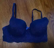 Victoria Secret Body Long Line Underwire Lined Demi-Buste Double Bra Blue 34 D