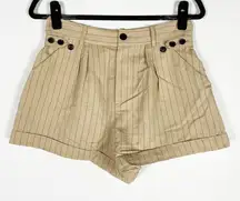 Marissa Webb Kenny Pinstripe Italian Suiting Button Tab High Rise Casual Shorts